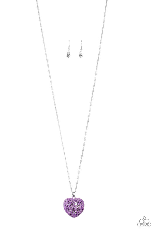 Paparazzi Love Is All Around Purple Heart Long Necklace
