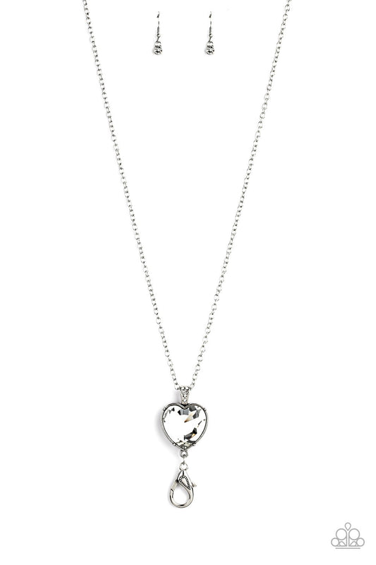 Paparazzi Lovely Luminosity White Lanyard Long Necklace - Convention 2020