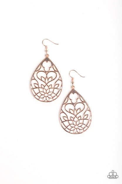 Paparazzi Lovely Lotus Rose Gold Fishhook Earrings