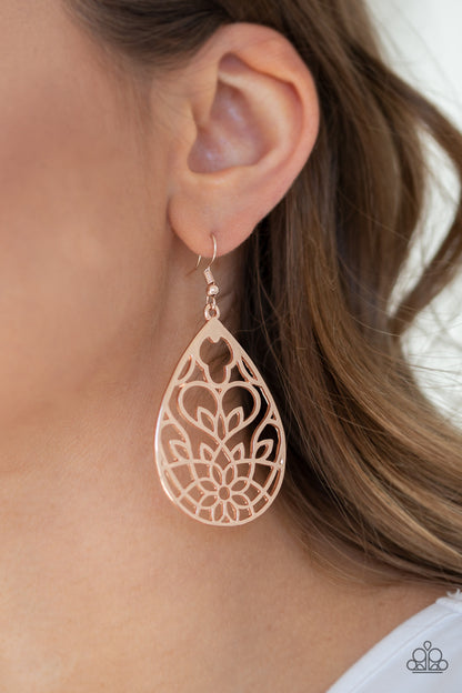 Paparazzi Lovely Lotus Rose Gold Fishhook Earrings