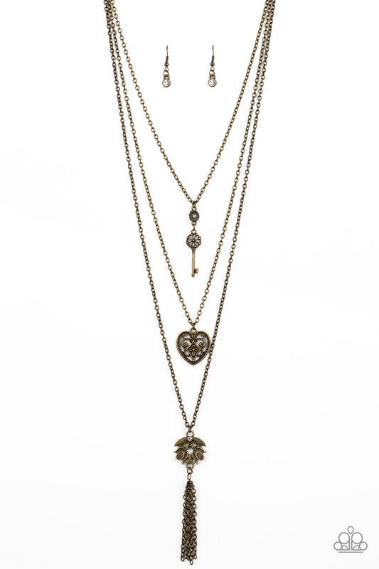 Paparazzi Love Opens All Doors Brass Long Necklace