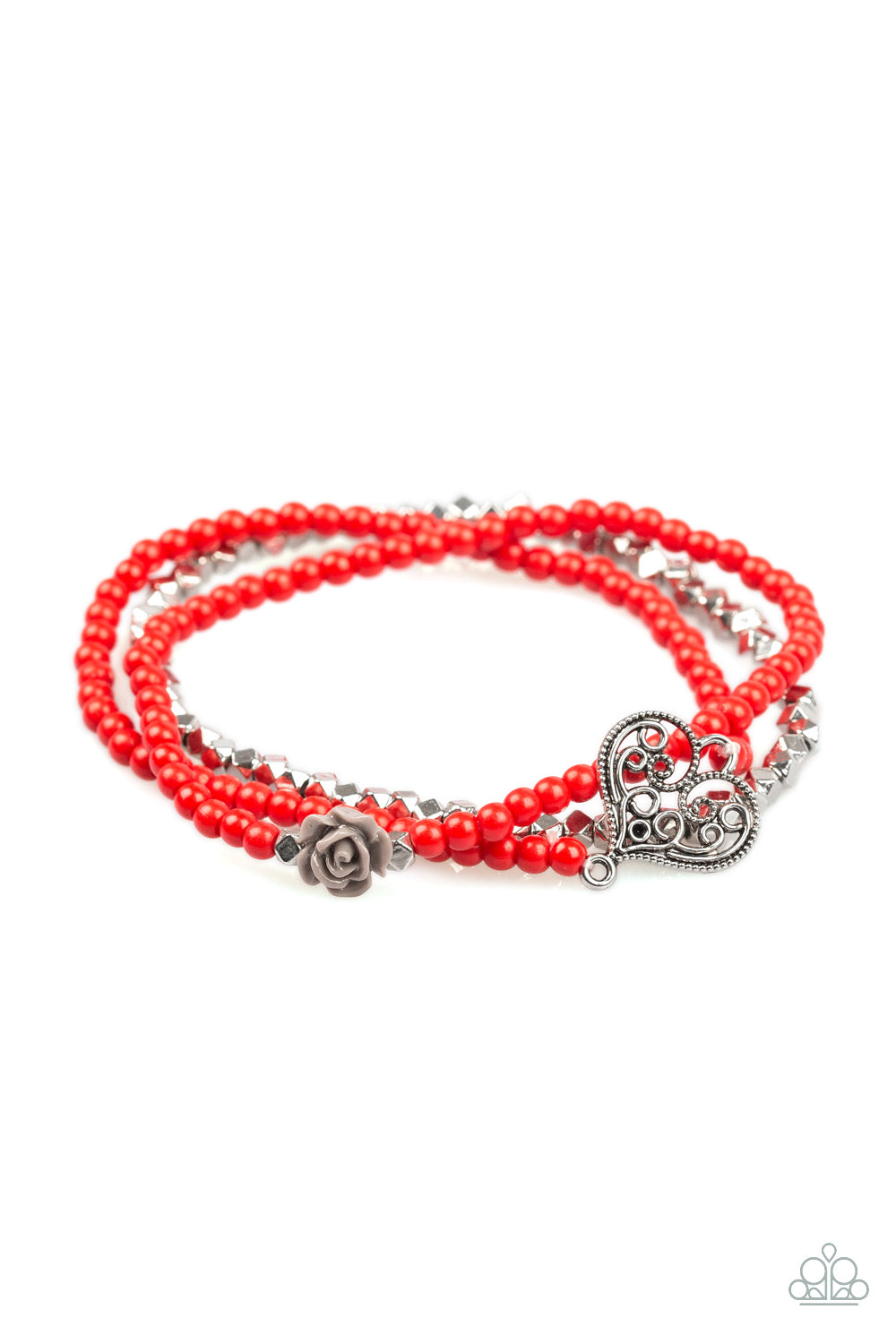 Paparazzi Lover's Loot Red Stretch Bracelet - P9WH-RDXX-109XX