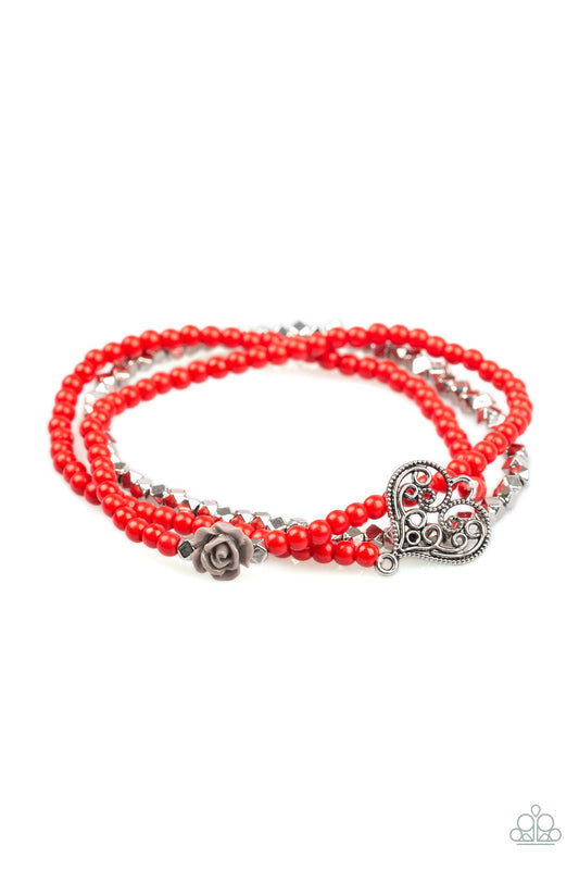 Paparazzi Lover's Loot Red Stretch Bracelet - P9WH-RDXX-109XX