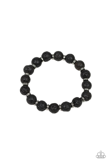 Paparazzi Luck Black Lava Rock Stretch Bracelet