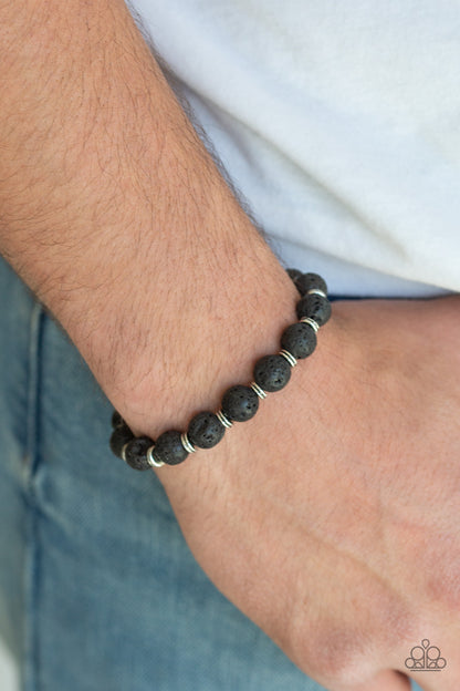 Paparazzi Luck Black Lava Rock Stretch Bracelet