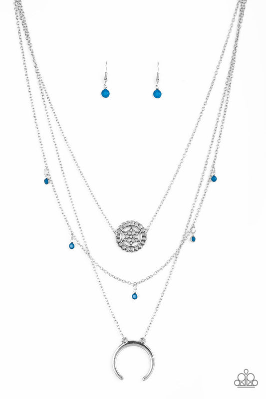 Paparazzi Lunar Lotus Blue Short Necklace