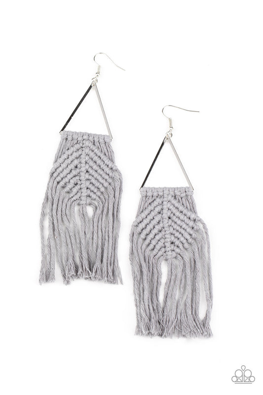 Paparazzi Macrame Jungle Silver Fishhook Earrings