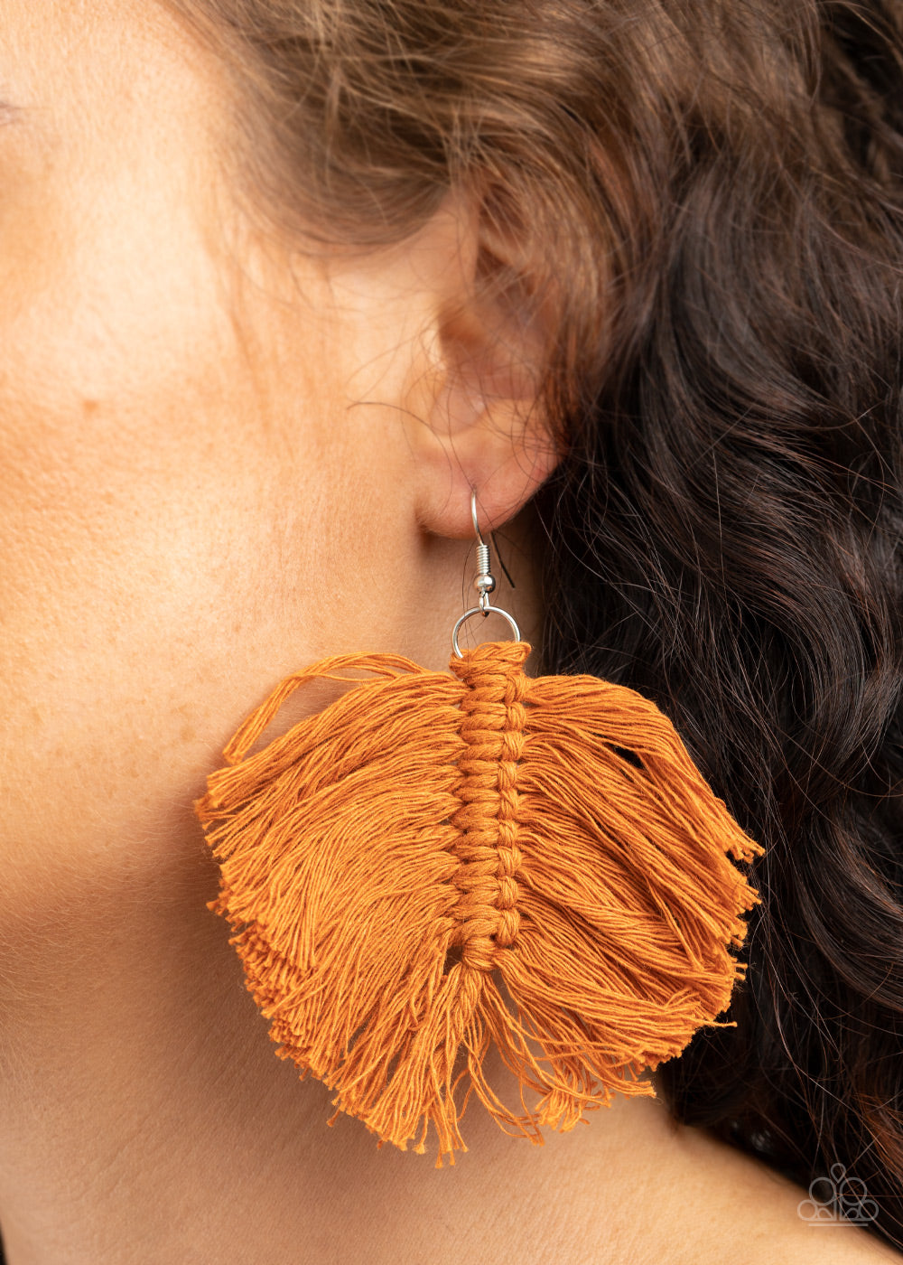 Paparazzi Macrame Mamba Brown Fishhook Earrings