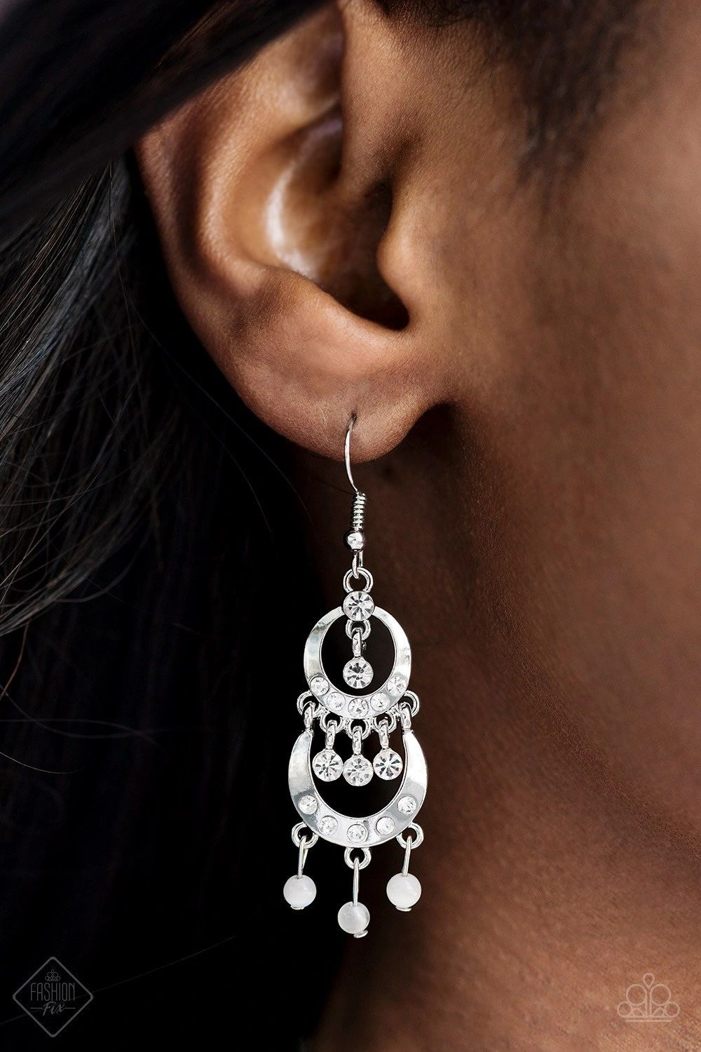 Paparazzi Mainstage Meet and Greet White Fishhook Earrings - Fashion Fix Fiercely 5th Avenue February 2019