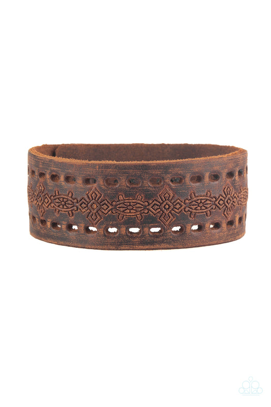 Paparazzi Make The WEST Of It Brown Single Wrap Snap Bracelet - P9UR-BNXX-377XX