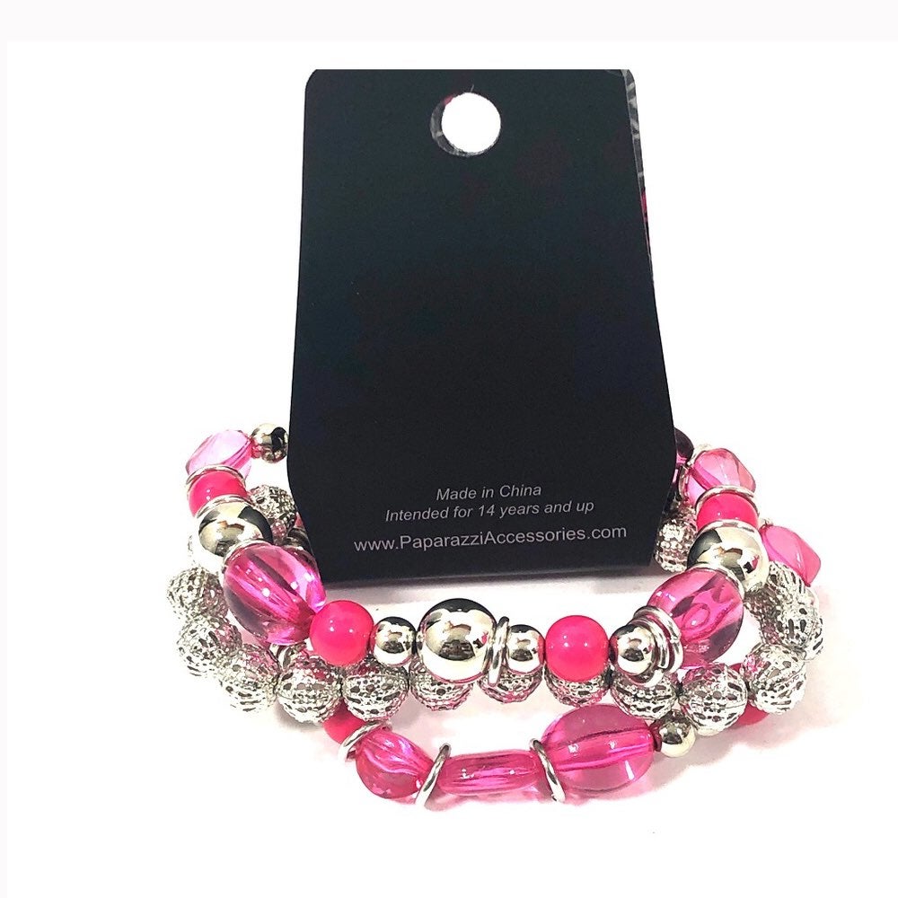 Paparazzi Malibu Marina Pink Stretch Bracelet