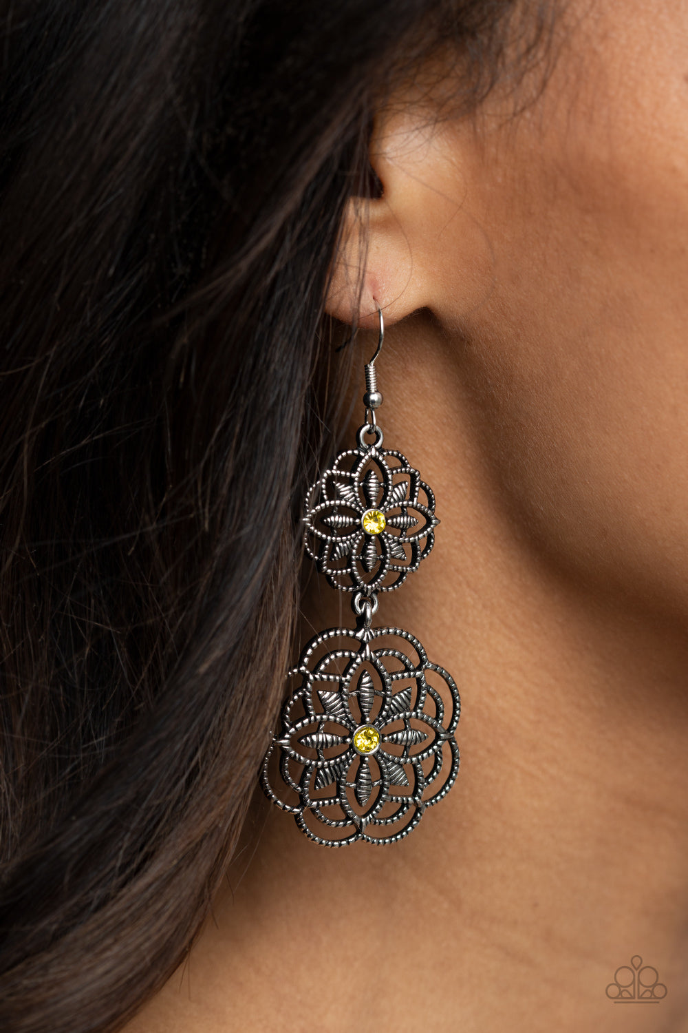 Paparazzi Mandala Mecca Yellow Fishhook Earrings