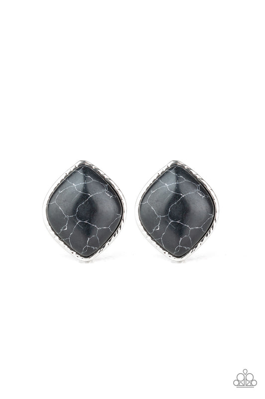 Paparazzi Marble Marvel Black Post Earrings