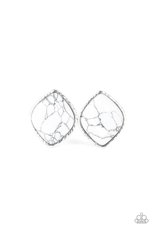 Paparazzi Marble Marvel White Post Earrings