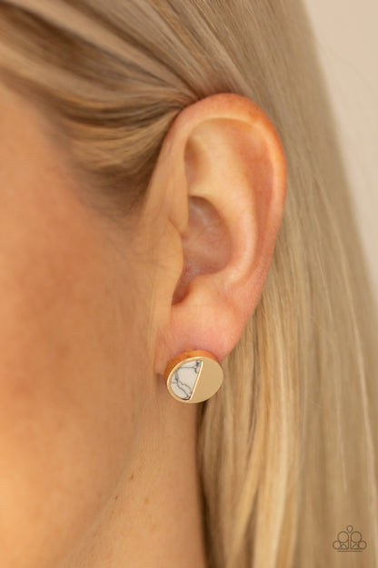 Paparazzi Marble Minimalist White Post Earrings