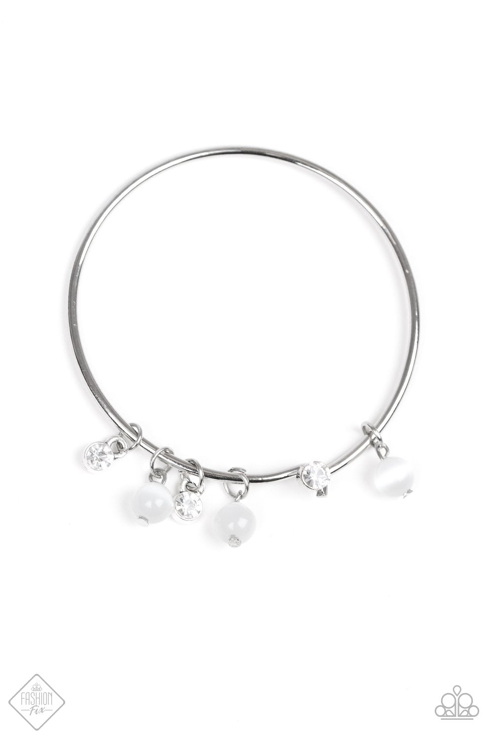 Paparazzi Marine Melody White Bangle Bracelet - Fashion Fix Fiercely 5th Avenue February 2019