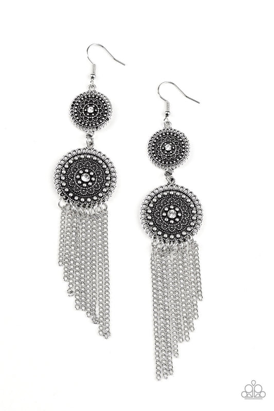 Paparazzi Medallion Mecca White Fishhook Earrings