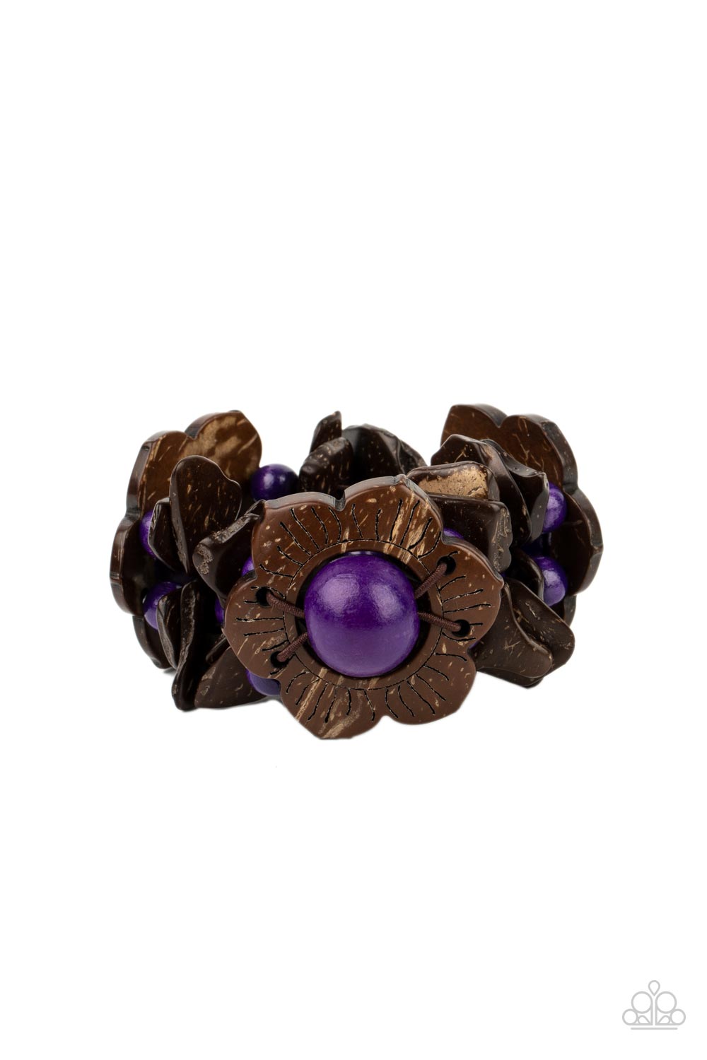 Paparazzi Mediterranean Mangrove Purple Wood Stretch Bracelet