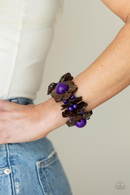 Paparazzi Mediterranean Mangrove Purple Wood Stretch Bracelet