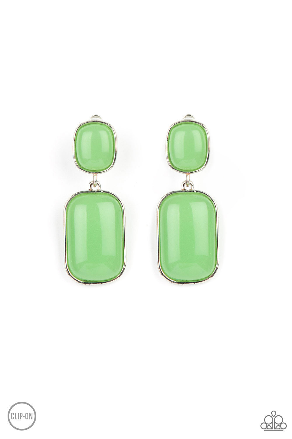 Paparazzi Meet Me At The Plaza Green Clip-On Earrings - P5CO-GRXX-012XX