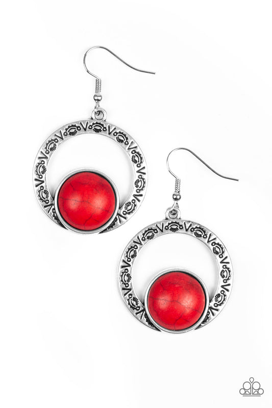 Paparazzi Mesa Mood Red Stone Fishhook Earrings