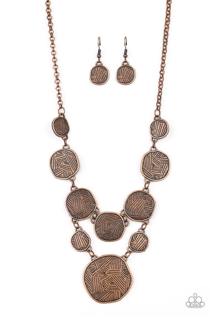 Paparazzi Metallic Patchwork Copper Short Necklace