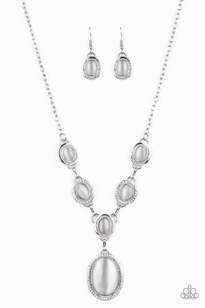 Paparazzi Metro Medallion White Short Necklace - Life Of The Party Exclusive September 2019