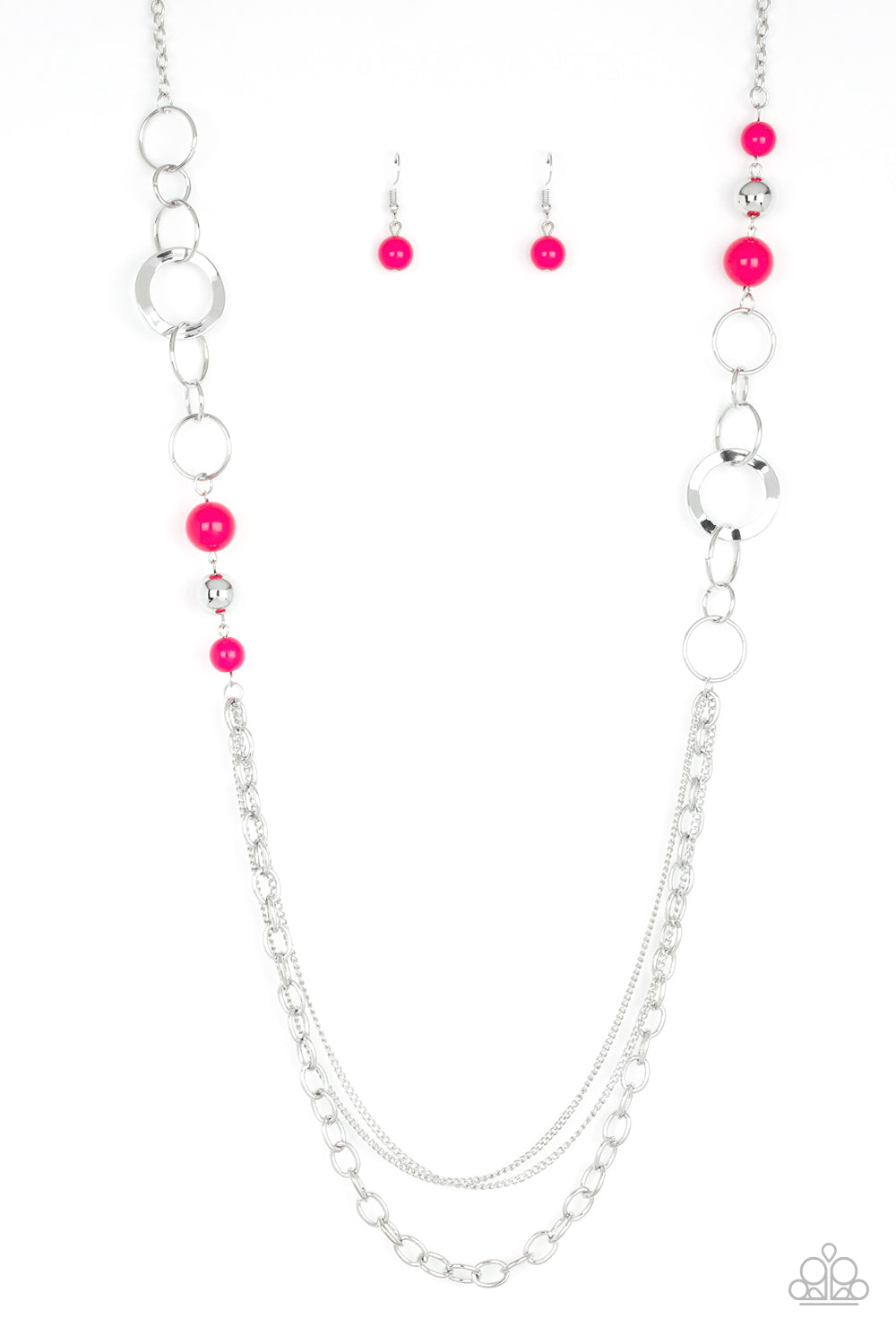 Paparazzi Modern Motley Pink Long Necklace