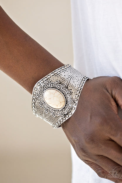 Paparazzi Mojave Majesty White Cuff Bracelet