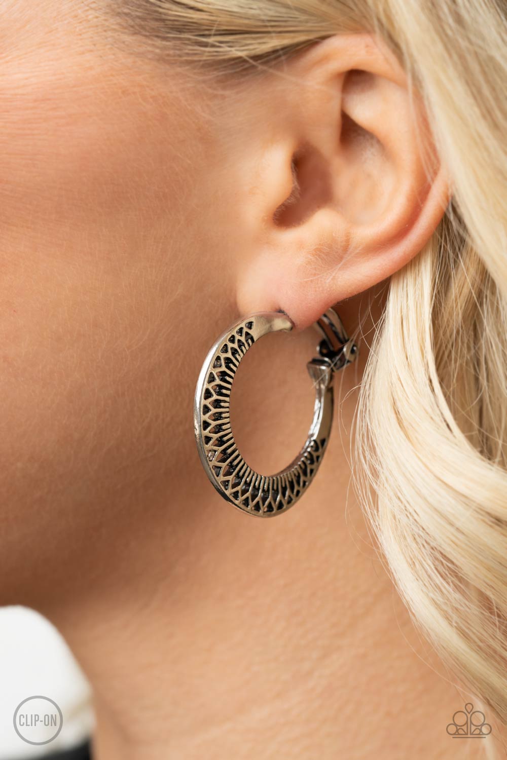 Paparazzi Moon Child Charisma Silver Clip-On Earrings