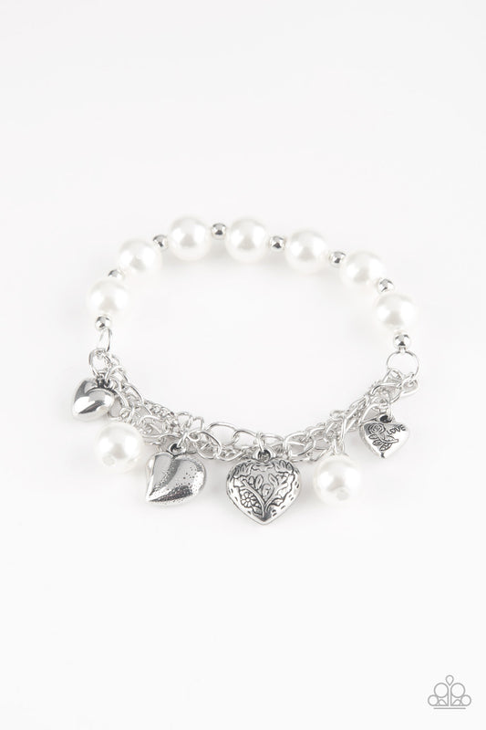 Paparazzi More Amour White Stretch Bracelet
