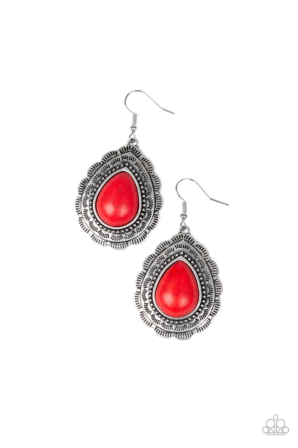 Paparazzi Mountain Mover Red Stone Fishhook Earrings
