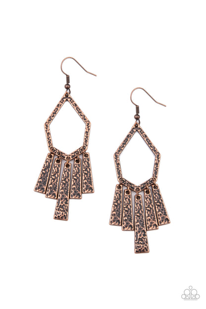 Paparazzi Museum Find Copper Fishhook Earrings - P5BA-CPXX-044XX