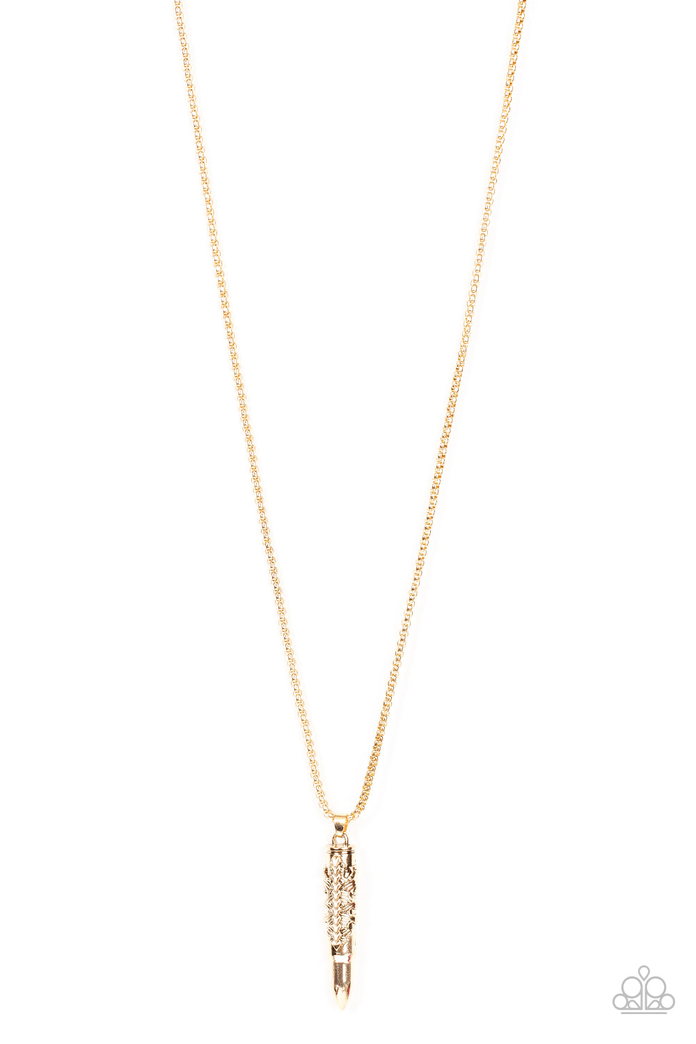 Paparazzi Mysterious Marksman Gold Men's Long Necklace - P2MN-URGD-052XX