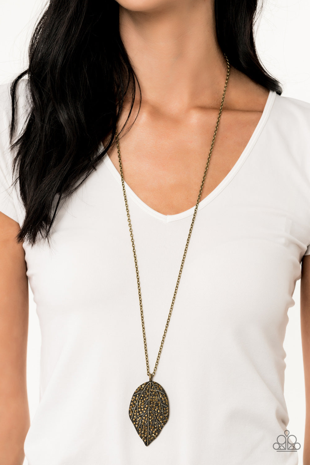 Brass long store necklace paparazzi