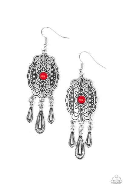 Paparazzi Natural Native Red Fishhook Earrings