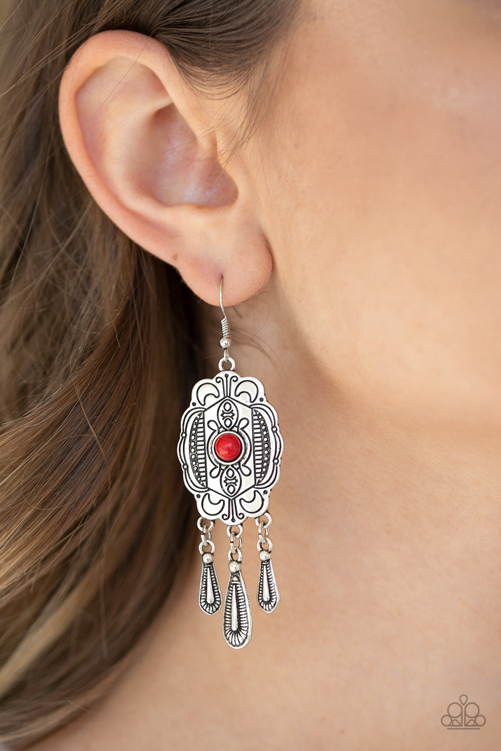 Paparazzi Natural Native Red Fishhook Earrings