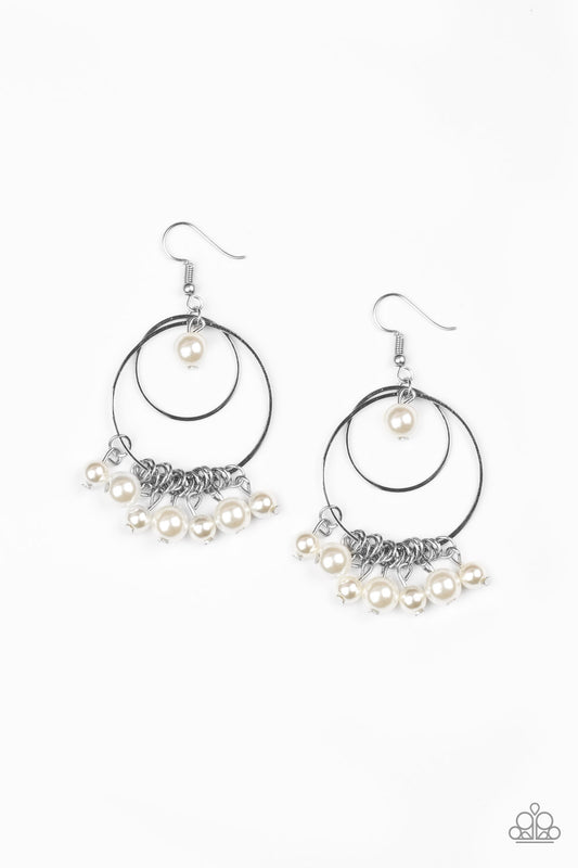 Paparazzi New York Attraction White Fishhook Earrings