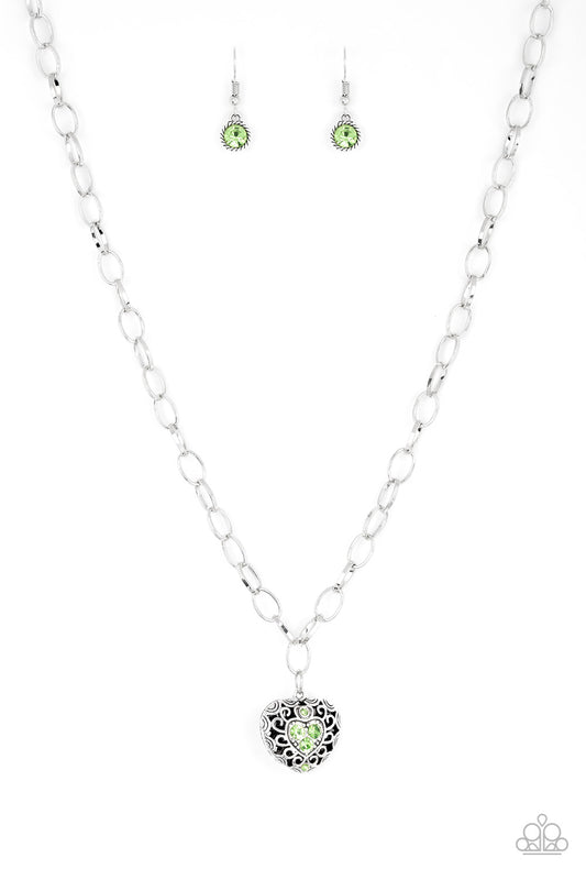 Paparazzi No Love Lost Green Short Necklace