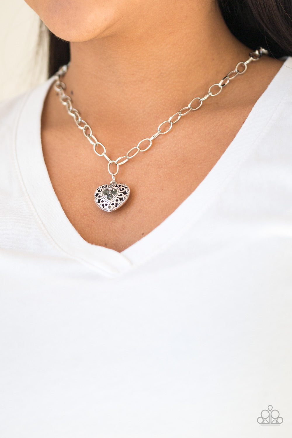Paparazzi No Love Lost Silver Short Necklace