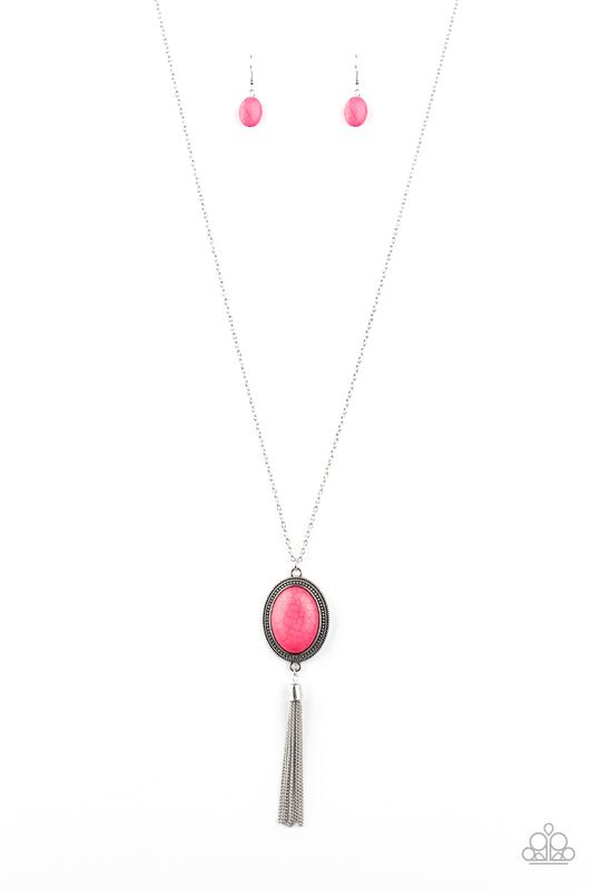 Paparazzi Nomadic Dramatics Pink Stone Long Necklace