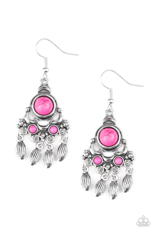 Paparazzi No Place Like Homestead Pink Stone Fishhook Earrings