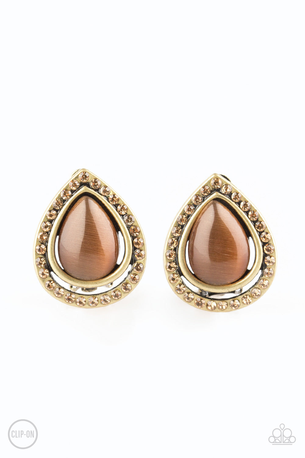 Paparazzi Noteworthy Shimmer Brass Clip-On Earrings