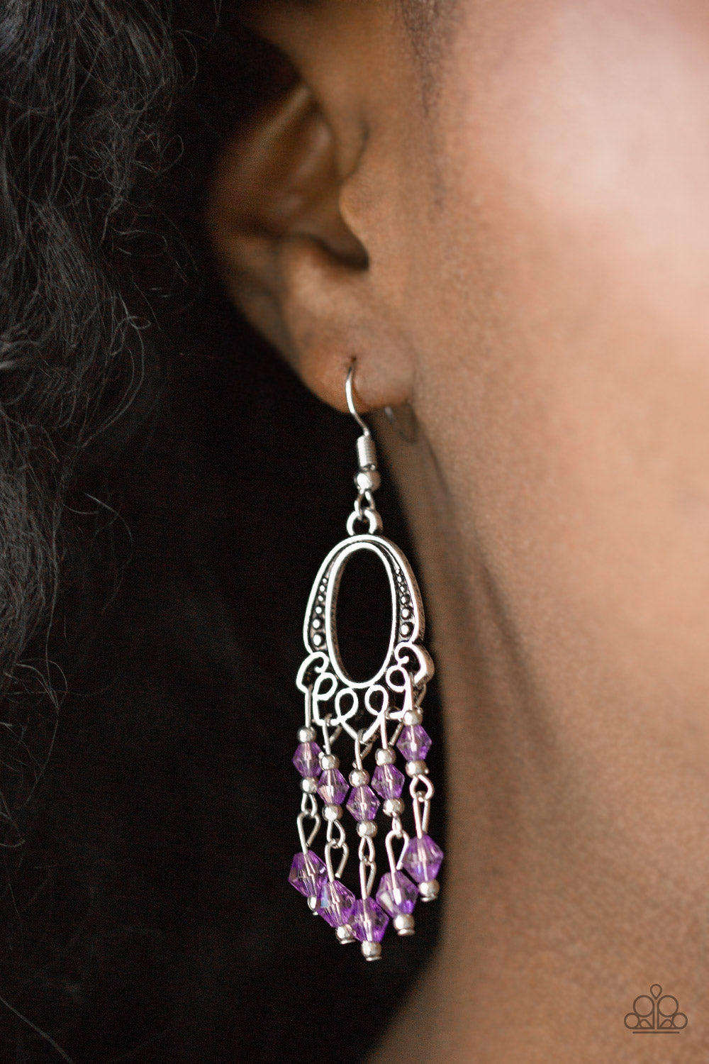 Paparazzi Not The Only Fish In The Sea Purple Fishhook Earrings