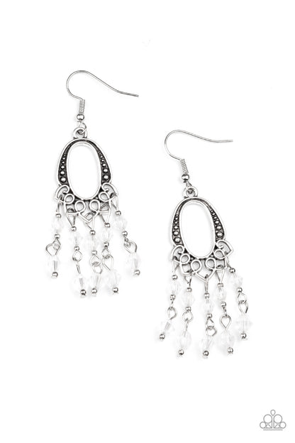 Paparazzi Not The Only Fish In The Sea White Fishhook Earrings