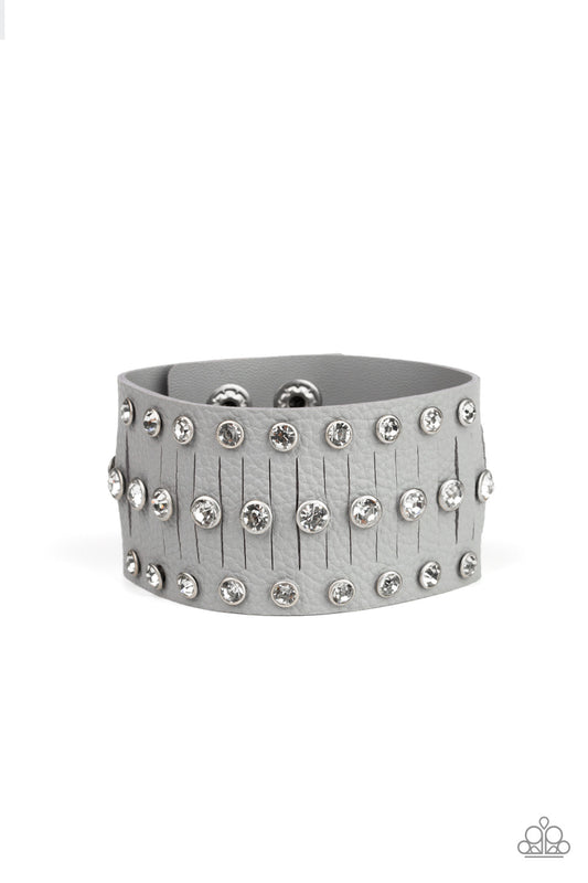 Paparazzi Now Taking The Stage Silver Single Wrap Snap Bracelet