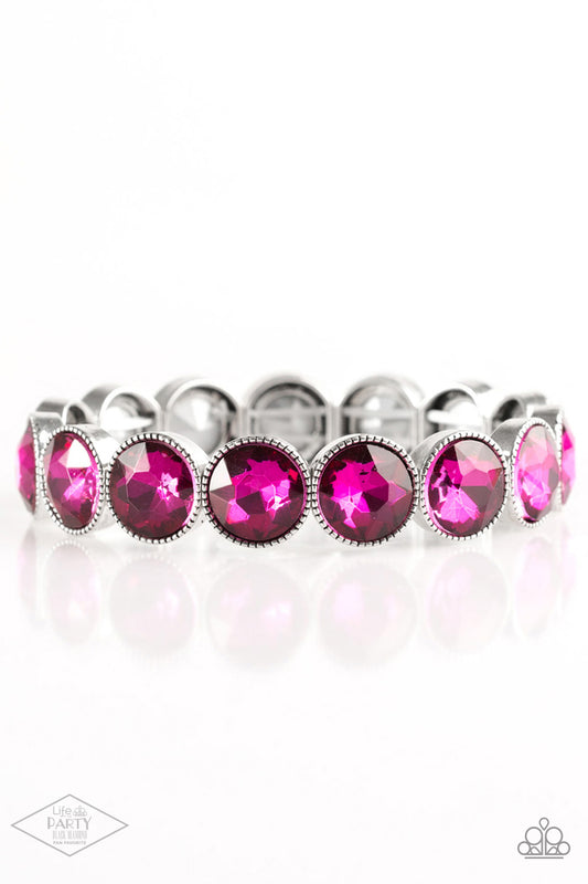 Paparazzi Number One Knockout Pink Stretch Bracelet - Life Of The Party Black Diamond Exclusive 2020 - P9RE-PKXX-113XX