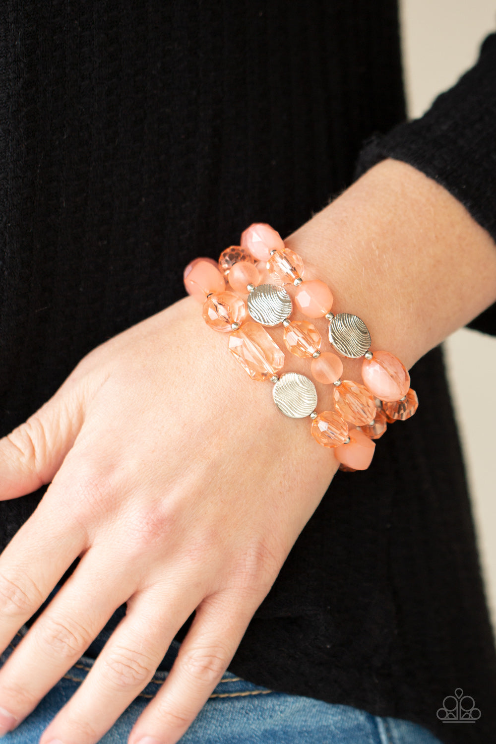 Paparazzi Oceanside Bliss Orange Stretch Bracelet