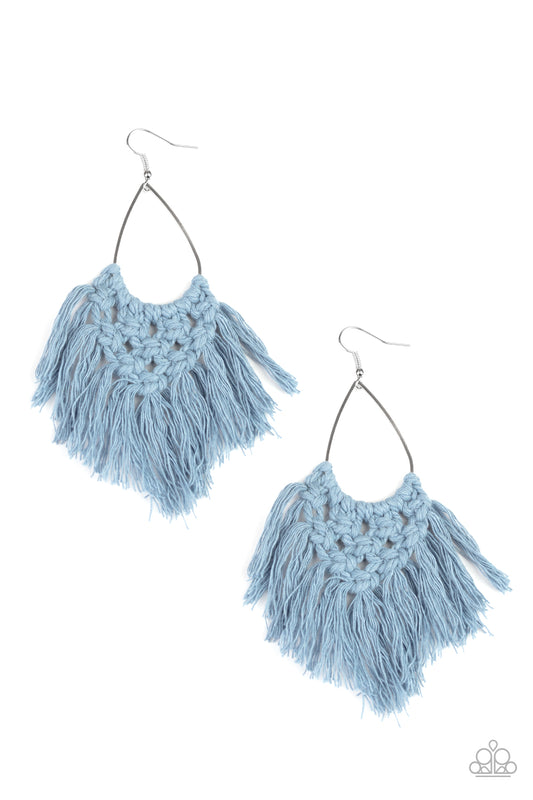 Paparazzi Oh MACRAME, Oh My Blue Fishhook Earrings