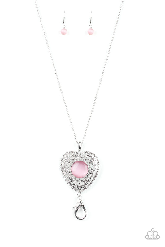 Paparazzi One Heart Pink Lanyard Long Necklace